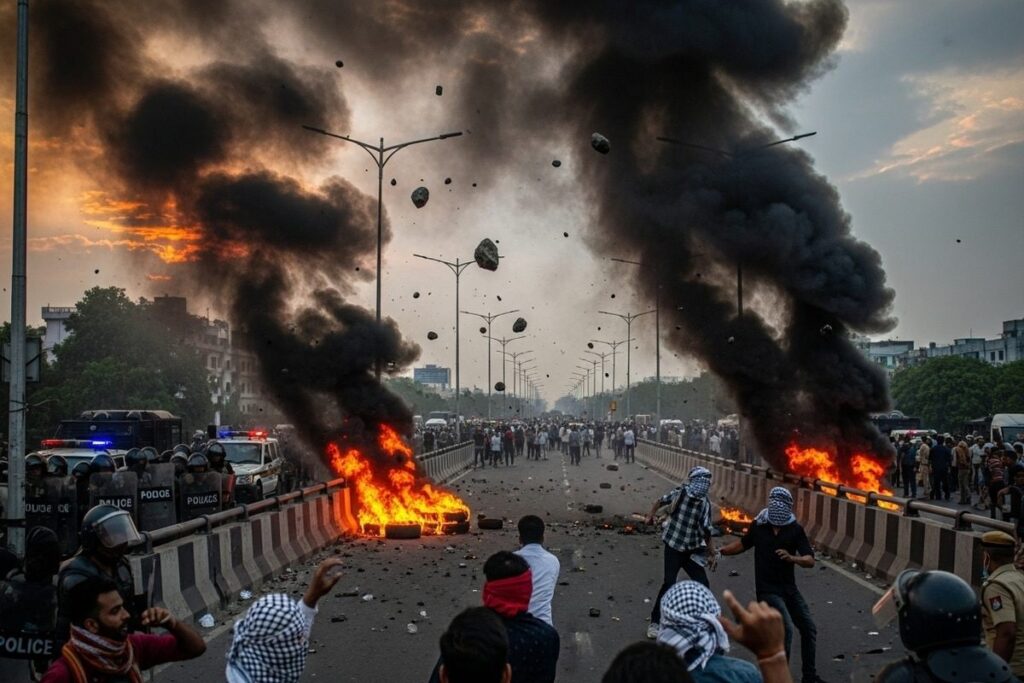 पटना में 2 बच्चों की मौत पर चले ईंट-पत्थर;गाड़ी फूंकी,इस मामले में पुलिस लीपापोती कर रही है।